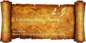 Lichtenstein János névjegykártya